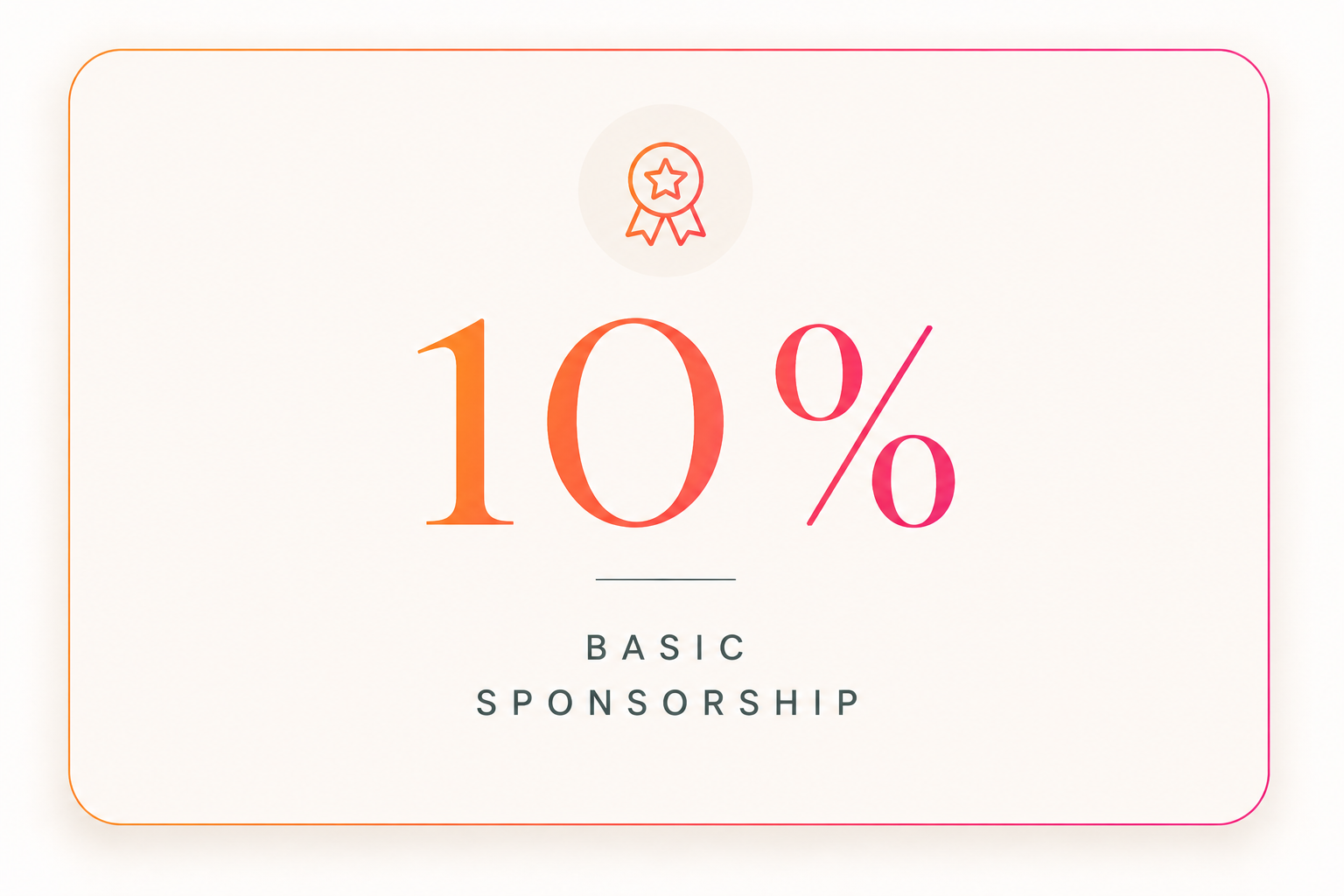 Basic sponsorship payout card showing ten percent creator commission