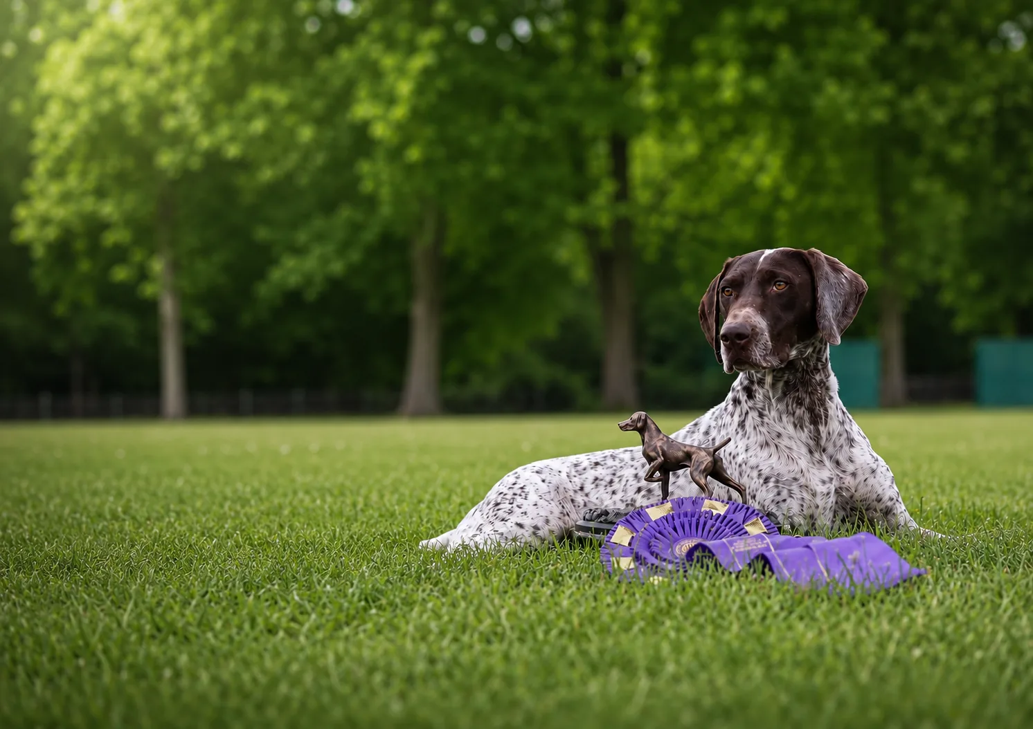 German Shorthaired Pointer in a sunlit park